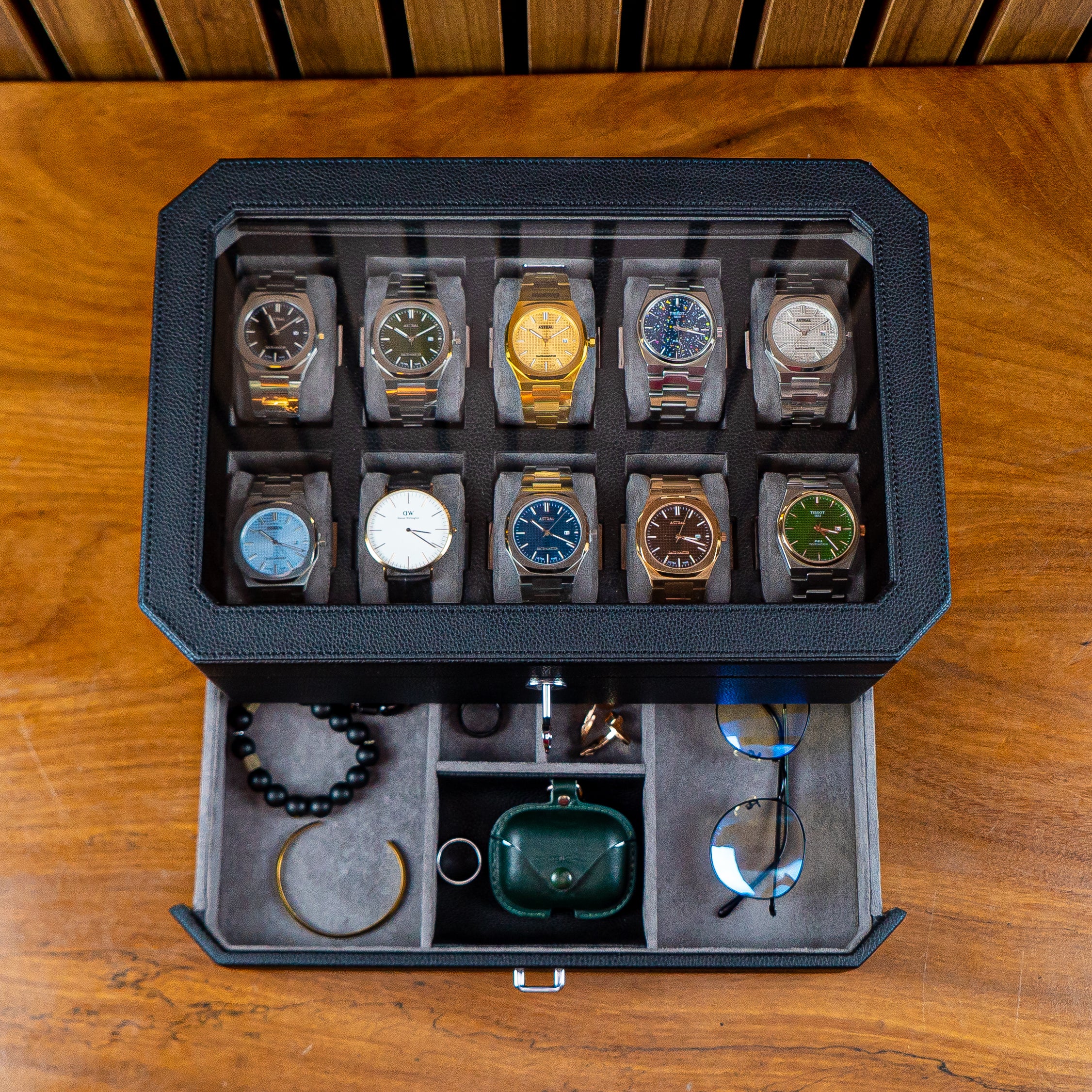 Duke Watch Box With Drawer - 10 Slot