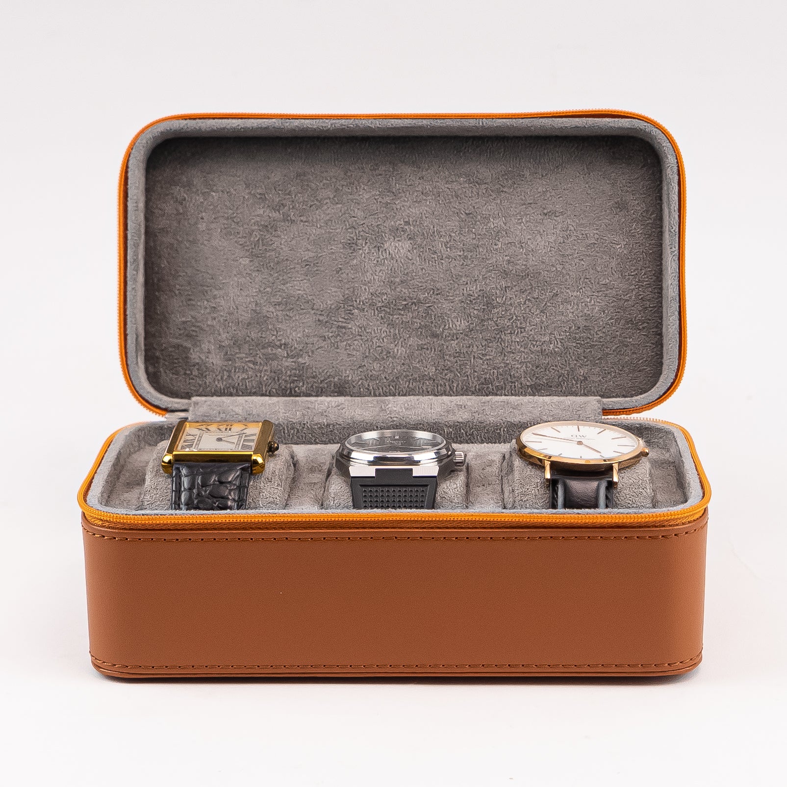 Russet Brown Watch Box - 3 Slot