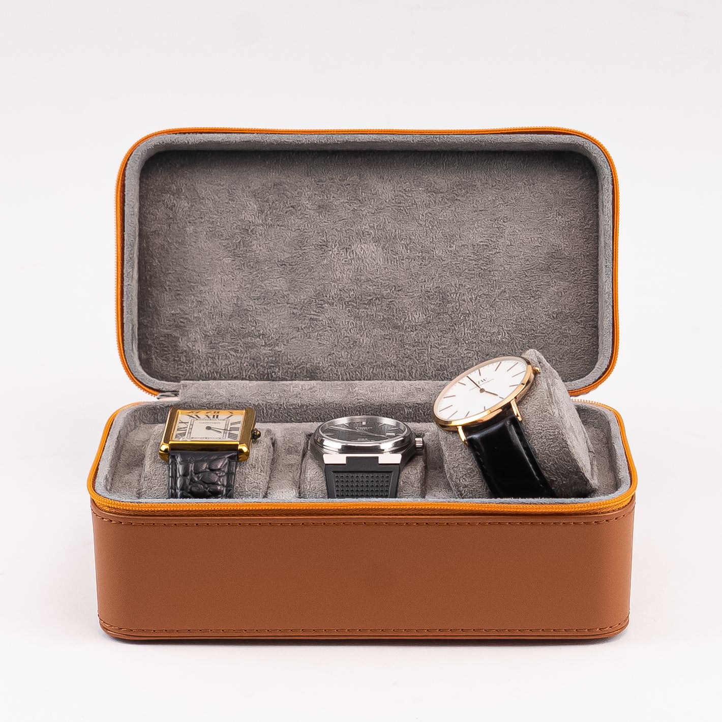 Russet Brown Watch Box - 3 Slot